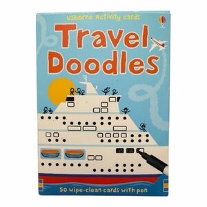 Usborne Travel Doodles Activity Cards 50 Wipe Clean Cards with Pen - NEW